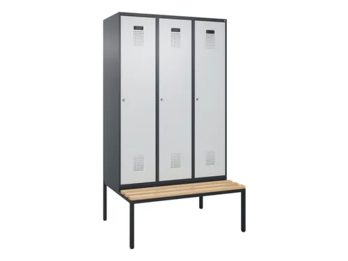 locker met bank,HxBxD 2120x1200x815mm,3vak,vak B 400mm,cilinderslot