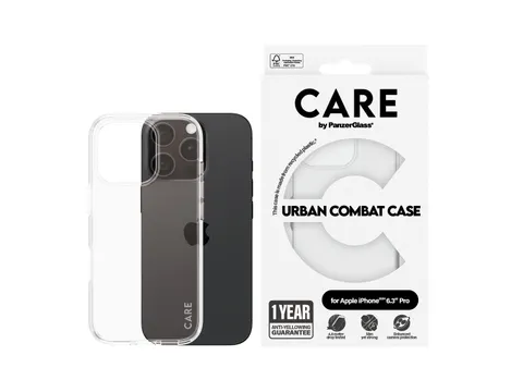 PanzerGlass CARE by Urban Combat Case Transparent iPhone 16 Pro,