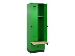 locker met bank,HxBxD 1950x600x815mm,2vak,vak B 300mm,draaigrendel