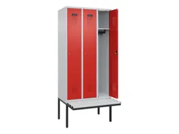 locker met bank,HxBxD 2120x900x815mm,3vak,vak B 300mm,cilinderslot