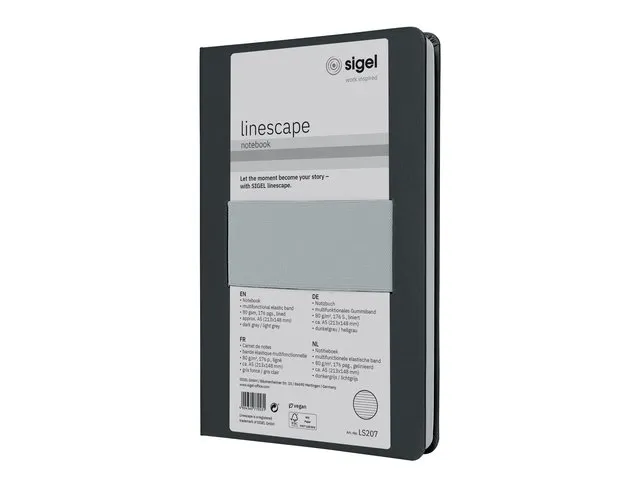 Carnet Sigel Linescape Neo A5 gris foncé/gris clair à couverture rig