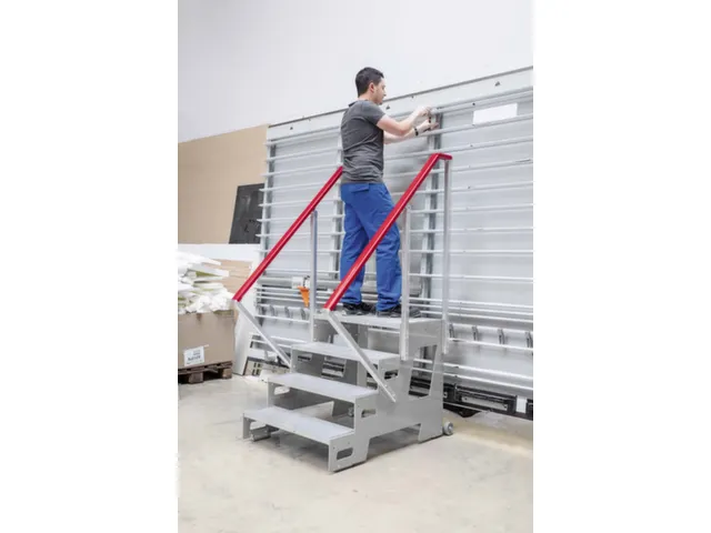 bordestrap,verrijdbaar,bordes H 0,6m,3treden,aluminium