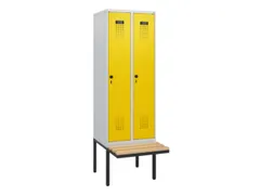 locker met bank,HxBxD 1950x600x815mm,2vak,vak B 300mm,draaigrendel