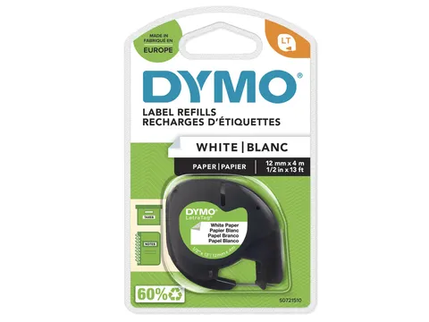 Labeltape Dymo Letratag 91200 papier 12mm zwart op wit S0721510