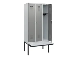locker met bank,HxBxD 1950x900x815mm,3vak,vak B 300mm,cilinderslot