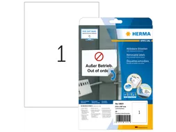 HERMA 10021 Verwijderbare etiketten A4 210x297mm Wit 25 stuks
