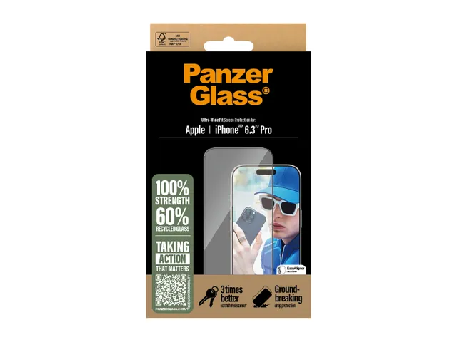 PanzerGlass Screen Protector iPhone 16 Pro | Ultra-Wide Fit, Apple,