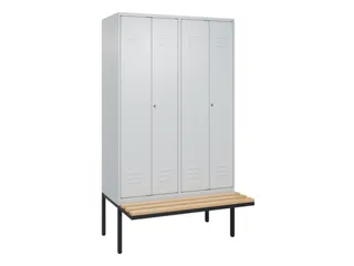 PBM-locker met bank,HxBxD 2120x1200x815mm,4vak,vak B 300mm,cil.-slot - 1