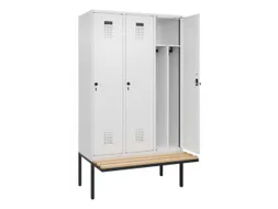 locker met bank,voor scheiding van kleding,HxBxD 2120x1200x815mm,3vak