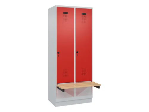 locker met bank,HxBxD 1950x800x815mm,2vak,vak B 400mm,draaigrendel