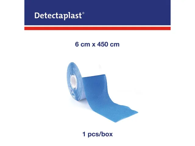 Pansement autoadhésif sans colle Detectaplast 6cm x 4,5m bleu