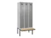 locker met bank,voor scheiding van kleding,HxBxD 2120x900x815mm,3vak
