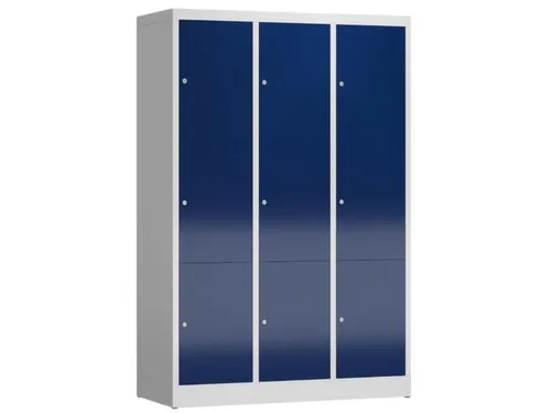 Lockerkast 1800x1185x500mm 3x3 vakken cilinderslot, sokkel, RAL5010