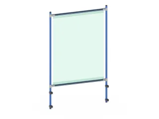 anti-speekselscherm,pvc-folie,glashelder,frame staal RAL5007 - 1