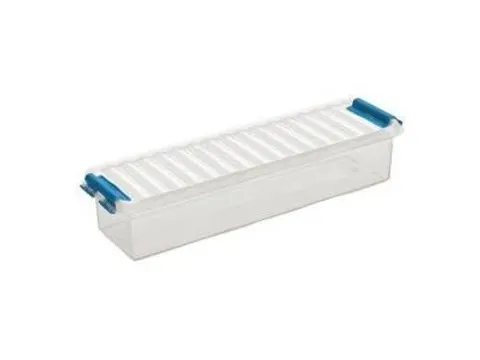 Boîte de rangement Q-line 0,9 L bleu transparent - 27 x 8,6 x 6,2 cm