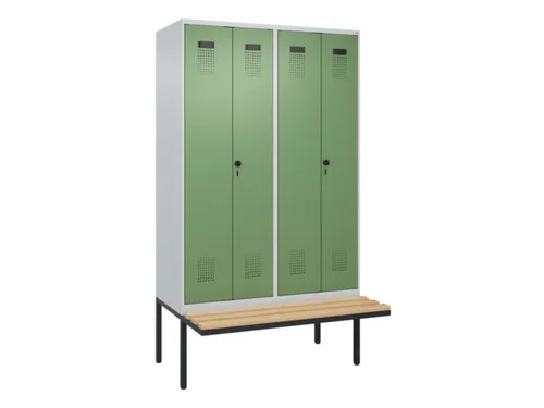 PBM-locker met bank,HxBxD 2120x1200x815mm,4vak,vak B 300mm