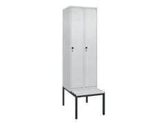 locker met bank,HxBxD 2120x600x815mm,2vak,vak B 300mm,draaigrendel