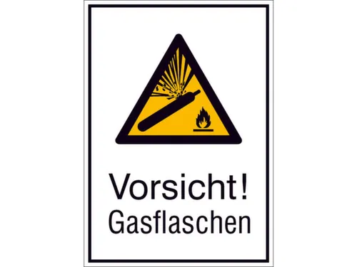 waarschuwings-combibord,v. binnen/buiten,Pas op! Gasflessen,aluminium