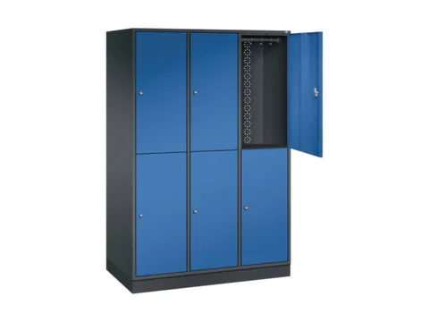 Dubbeldekse garderobekast,HxBxD 1950x1220x600mm,3x2vak.,vak B 360mm