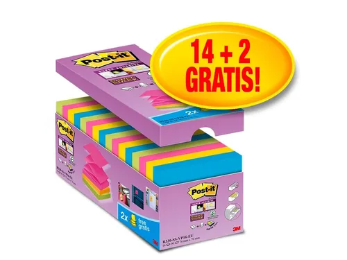 Memoblok Post-it Z-Note S330-16 76x76mm Super Sticky 14+2 Assorti