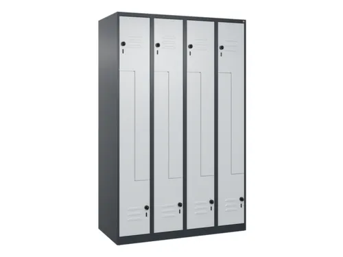 Z-garderobekast,HxBxD 1850x1200x500mm,vak B 150/300mm,draaigrendel