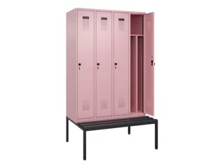 locker met bank,voor scheiding van kleding,HxBxD 2120x1200x815mm,4vak - 1