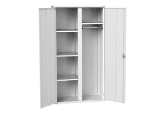 Lockerkast 2000x1050x550mm 4 vakken, dubbele vleugeldeur, RAL7035 - 1