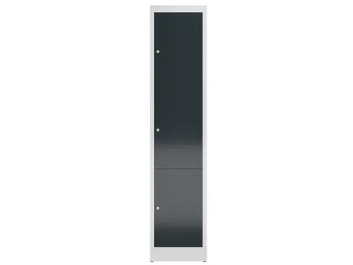 Lockerkast 1800x415x500mm 1x3 vakken cilinderslot, sokkel, RAL7016
