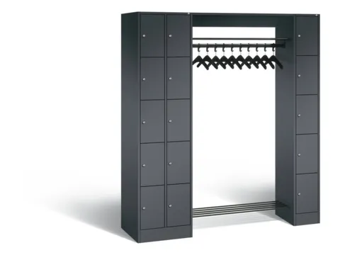 locker met kapstok,HxBxD 1950x2100x480mm,romp RAL7016,front RAL7016