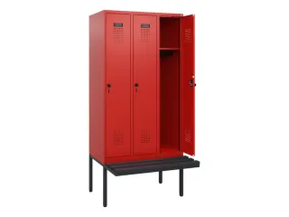 locker met bank,HxBxD 1950x900x815mm,3vak,vak B 300mm,draaigrendel - 1