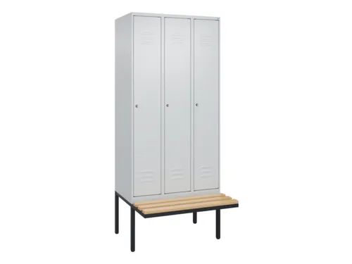 locker met bank,HxBxD 2120x900x815mm,3vak,vak B 300mm,cil.-slot