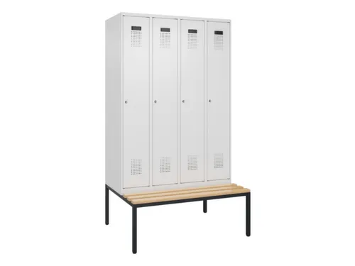 locker met bank,voor scheiding van kleding,HxBxD 2120x1200x815mm,4vak
