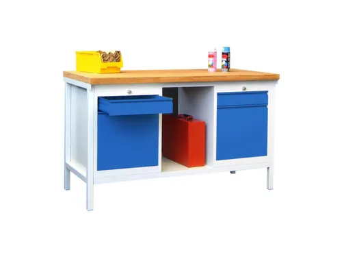Werkbank 900x1500x700mm 4laden Frame/behuizing Ral7035 Front Ral5010
