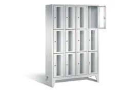 lockerkast 1850x1190x500mm 4x3 vakken Cilinderslot Poten, RAL7035