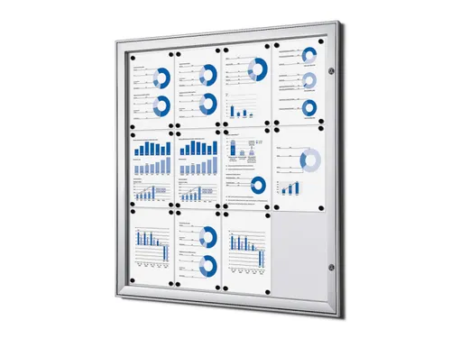 Vergrendelbaar vitrine mededelingenbord Indoor/Outdoor 12xA4 Zilver