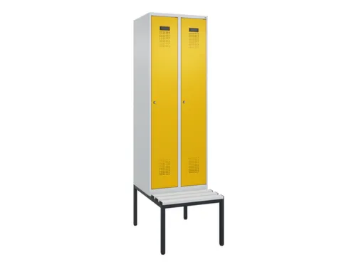 locker met bank,HxBxD 2120x600x815mm,2vak,vak B 300mm,cilinderslot
