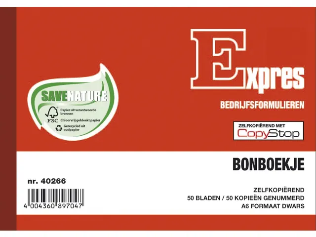 Expres carnets à souches numéroté 1-50, 50 x 2 feuilles, autocopian