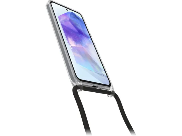 React Necklace Hoesje met koord Galaxy A55 5g transparant glitter