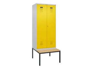 locker met bank,voor scheiding van kleding,HxBxD 2120x800x815mm,2vak - 2