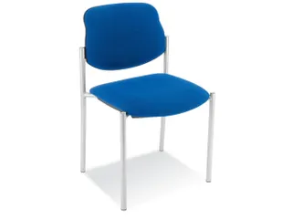 Bezoekersstoel,4Voeten Ronde Buis Aluminium-Zilver,Zitting Stof Blauw - 1