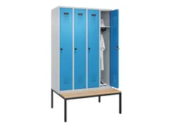 locker met bank,HxBxD 2120x1200x815mm,4vak,vak B 300mm,draaigrendel