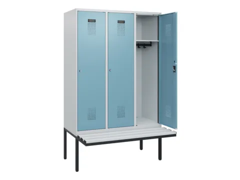 locker met bank,HxBxD 1950x1200x815mm,3vak,vak B 400mm,cilinderslot