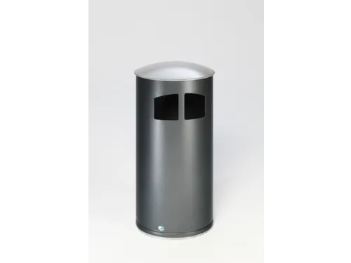 Afvalbak 75 liter HxØ 920x445mm 2inworpopeningen staal zilverkleurig