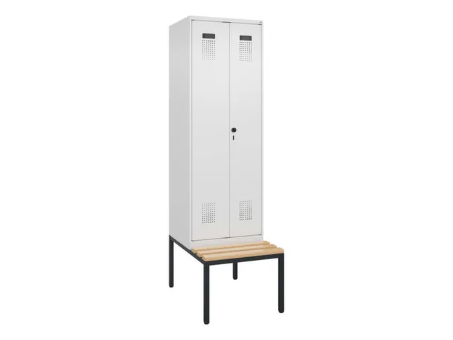 locker met bank,voor scheiding van kleding,HxBxD 2120x600x815mm,2vak
