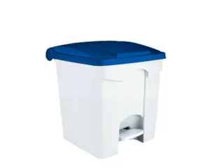 Contitop,afvalbak met pedaal 30L wit/blauw - 1