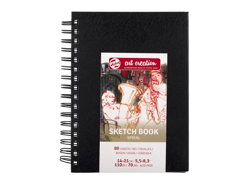 Schetsboek Talens Art Creation Zwart Spiraal 14x21cm 110gr 80vel