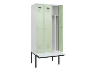 locker met bank,voor scheiding van kleding,HxBxD 2120x900x815mm,3vak - 1