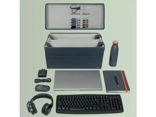 Leitz Stoffen Hot Desking Opbergtas met deksel donkergrijs