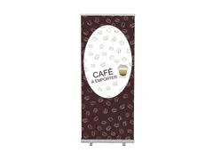 Roll-Banner 85x200 complete set met print "Café à Emporter"