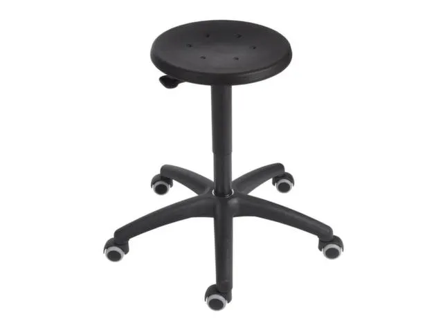 Draaikruk 420-610mm Pu-Zitting Zwart Gasveer Zwart Voetkruis Wielen